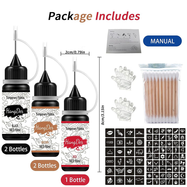 Temporary Tattoos Kit, Yomagine Semi Permanent Tattoo Ink, DIY Fake Freckles Temporary Tattoos for Women Men Teen, Summer Trend Freehand Ink with