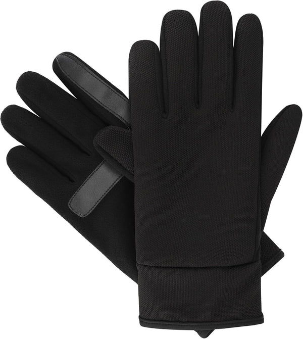 isotoner Men’s Tech Stretch Touchscreen Texting Double Lined Cold Weather Gloves with Water Repellent Technology X-Large Black