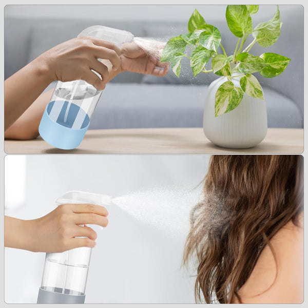Worldgsb 2 Pack Glass Spray Bottles with Silicone Sleeve, 16 oz Empty Refillable Containers with Adjustable Spray Nozzles, Spray Bottles for Hair,