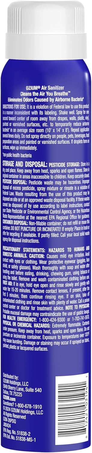 Ozium 3.5 Oz. Air Sanitizer & Odor Eliminator for Homes, Cars, Offices and More,