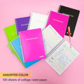 BAZIC PRODUCTS College-Ruled Personal Assignment Notebook, 5x7, 6 Titles | poly personal/assignment spiral notebook; 100 college-ruled sheets;