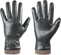 REDESS Winter Leather Gloves for Women, Wool Fleece Lined Warm Gloves, Touchscreen Texting Thick Thermal Snow Driving Gloves