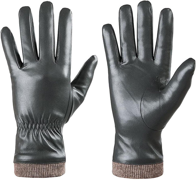 REDESS Winter Leather Gloves for Women, Wool Fleece Lined Warm Gloves, Touchscre