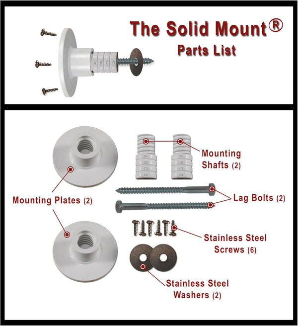 Grab Bar Mounting Kit for Fiberglass Showers - The Solid Mount Made in USA | Anchors directly into a wall stud. One-piece spacer helps prevent