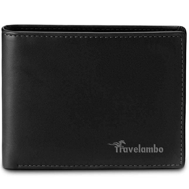 Travelambo Leather Wallet for Men, Slim Minimalist RFID Credit Card Holder Crazy