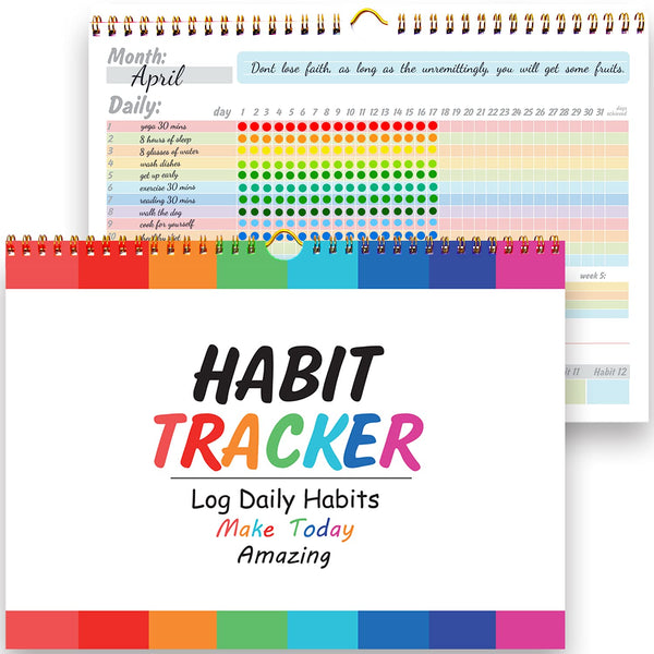 gisgfim Habit Tracker Calendar Motivational Habit Tracking Journal Inspirational Goal Planner with Spiral Binding Beautiful Weekly Undated 12+2