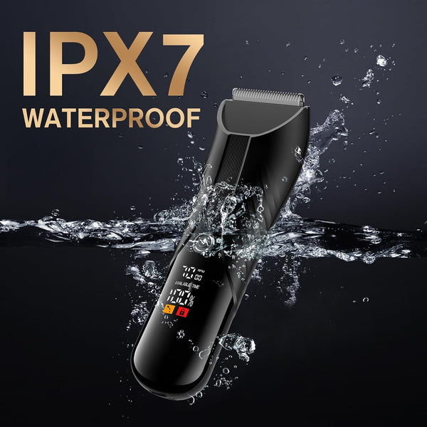 Spacekey Electric Body Hair Trimmer - IPX7 Waterproof Ball Trimmer for Men with LED Light, Wet/Dry Groomer, USB-C Rechargeable, Travel Bag