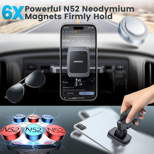 Apps2Car Magnetic CD Phone Holder for Car, anti Shake Magnet CD Slot Phone Mount, Car Truck Accessories, Compatible with Iphone, Samsung & All
