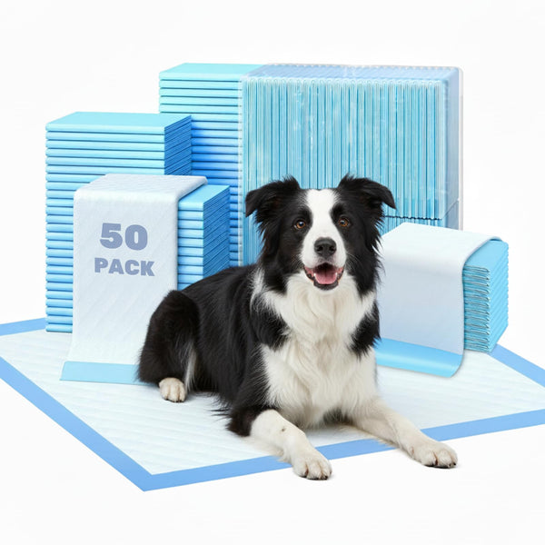 FluffyDream Super Absorbent Waterproof Dog and Puppy Pet Training Pad, Housebreaking Pet Pad,Blue (17.6"x23.6" (50PCS)) 17.6"x23.6"(50PCS)