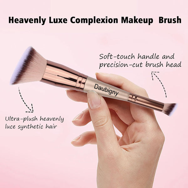 Daubigny Makeup Brushes Dual-ended Angled Foundation Brush Concealer Brush Perfect for Any Look Premium Luxe Hair Rounded Taperd Flawless Brush