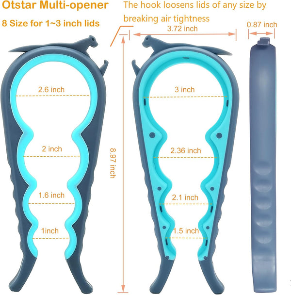 Otstar Latest Jar Opener for Seniors with Arthritis, Weak Hands, Multi-Function Bottle Opener with Non Slip Rubber Jar Opener Gripper Pad and