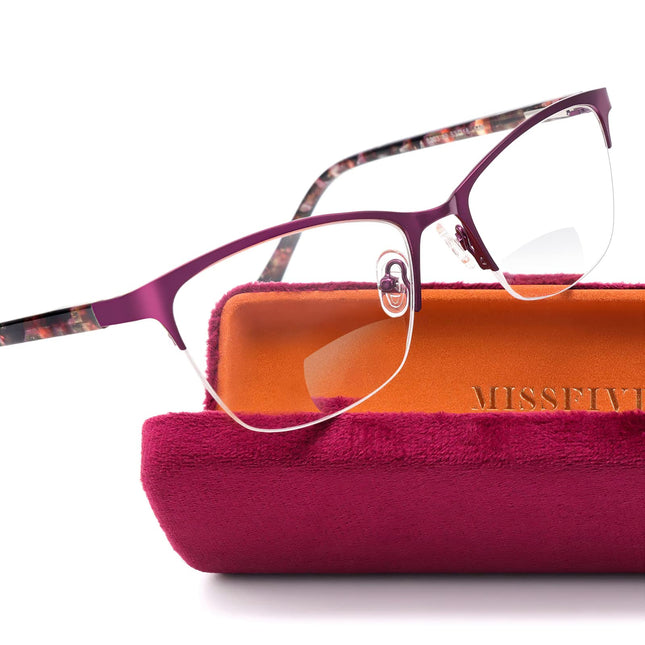 Missfive Premium Bifocal Reading Glasses for Women Blue Light Blocking & Metal S