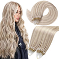 Moresoo Micro Ring Hair Extensions Blonde Highlight Microlink Hair Extensions Human Hair Ash Blonde Mix Bleach Blonde Hair Extensions Micro Link