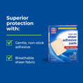 Rite Aid Sheer Adhesive Bandages with Sterile Non Stick Pad, 3" x 4" - 20 Count | Wound Care/First Aid Supplies | Bandage Wrap | Medical Tape for