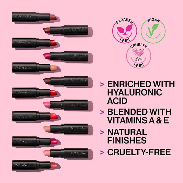 Wet N Wild Mega Last Matte Lip Color, Semi Matte Hyaluronic Acid Infused, Long Lasting Full Coverage for a Nourishing Pout, Cruelty-Free & Vegan -