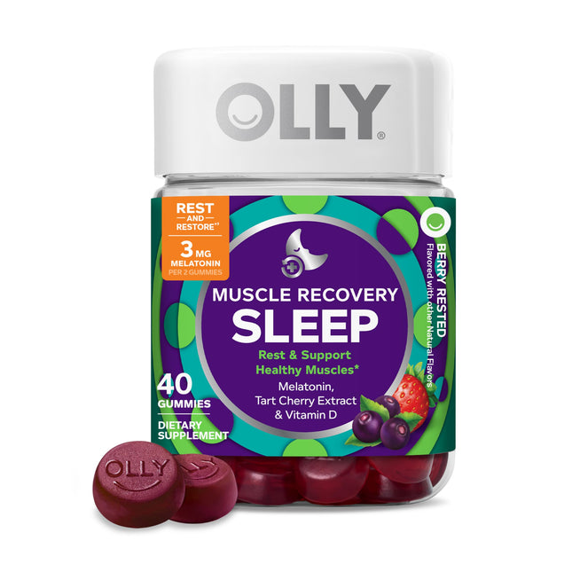 OLLY Muscle Recovery Sleep Gummy Supplement, Tart Cherry - 40 Count 40 Count (Pa