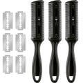 Maitys 3 Pcs Haircut Razor Comb Hair Cutting Comb with 12 Replacement Blades Double Edge Shaper for Salon & Home Styling Split Ends Trimmer Styler