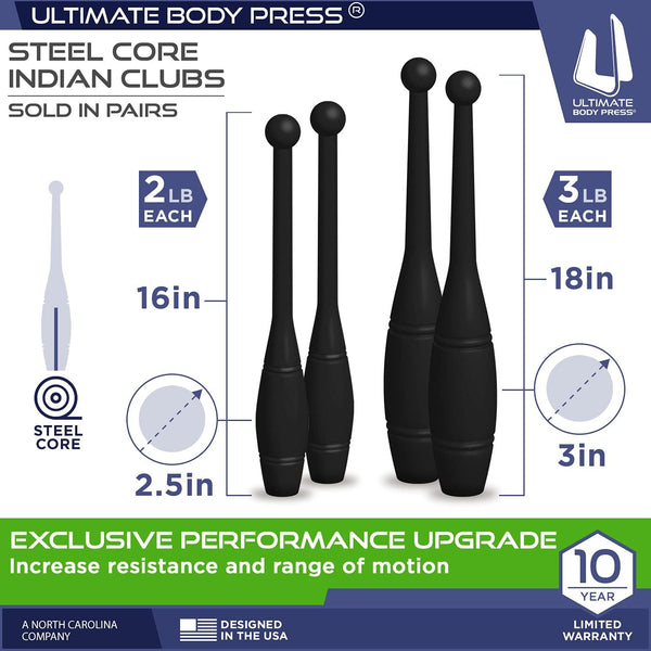 Indian Clubs - 1Lb, 2Lb and 3Lbs Pairs by Ultimate Body Press