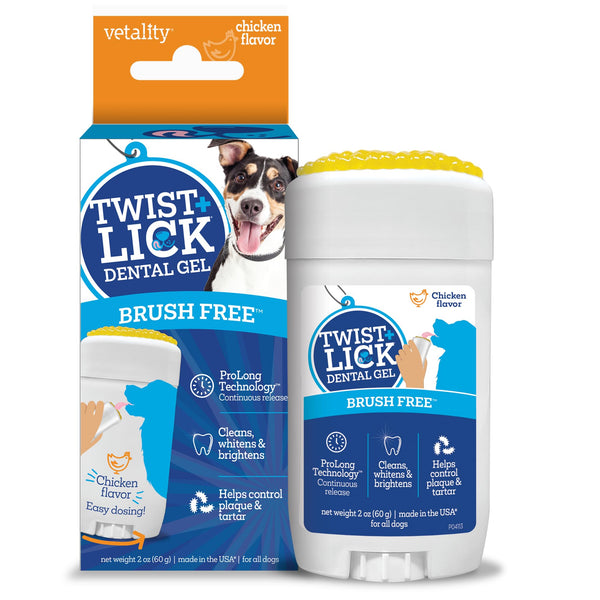 Twist + Lick Brush Free Dental Gel for Dogs, 30 Day Supply, Fresh Breath Chicken