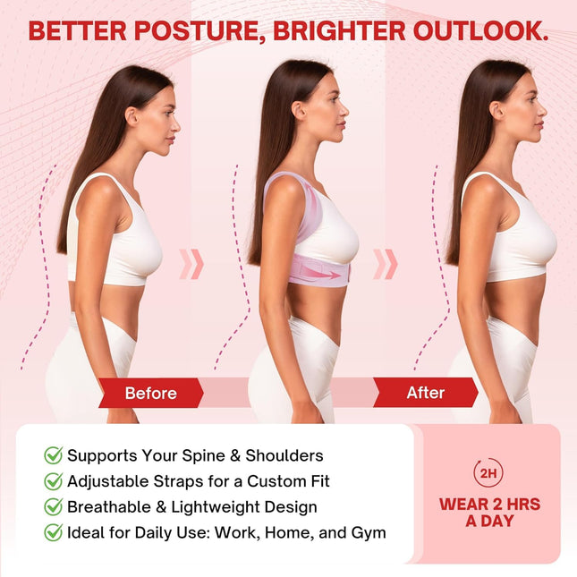 Back Posture Corrector - Adjustable and Breathable - Medium Size Straightener Posture Corrector Providing Pain Relief fr