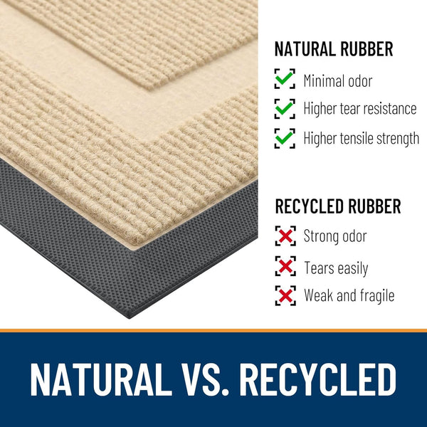 OLANLY Front Door Mat Outside 29.5x17, All-Season Heavy-Duty Rubber Doormat Beige Classic Border Rectangular 29.5" x 17"