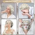 2 PCS Shower Cap Adjustable Reusable Double Waterproof Layer Elastic Hair Bath Cap Cute Aesthetic for Women Girls-Leaf I6-Leaf