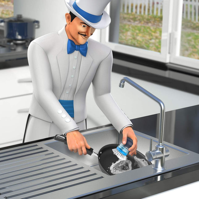 MR.SIGA Soap Dispensing Palm Brush, Kitchen Brush for Dish Pot Pan Sink Cleaning