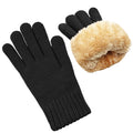 Winter Gloves for Women Warm Wool Touch Screen Ladies Windproof Thermal Knit Fleece Lined Gloves for Cold Weather Black