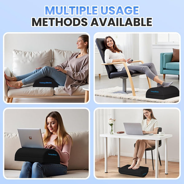 TranquilRelax Foot Rest for Under Desk at Work, Gaming Accessories Foot Stool with 3 Adjustable Heights & Washable Cover, Comfortable Office Desk
