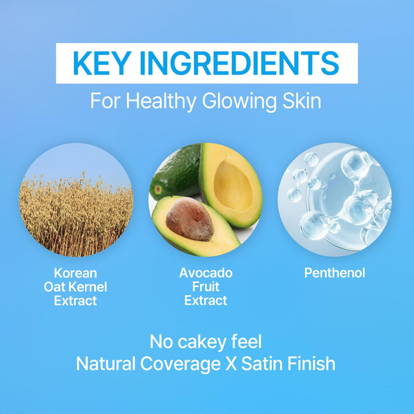 Natural Cover Glow Cushion Foundation | Satin Radiant Finish | Korean Foundation Makeup | Long-Lasting Natural Coverage | for All Skin Types 0.42