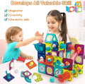 Magnetic Tiles,125 Piece Pipe Magnetic Blocks for Toddlers, 3D Clear Magnets Toys, STEM Toy Children Magnetic Tiles Building Set for Kids Boys