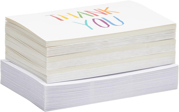 Juvale Thank You Cards with Envelopes - Bulk Blank Thank You Notes & Cards for Kids & Adults - 6 Assorted Rainbow Designs - White, 48 Pack, 4 x 6