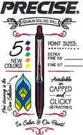 Pilot Precise V5 RT Refillable & Retractable Rollerball Pens, Extra Fine Point Pens 0.5 mm, Black, Pack of 2 - Ideal for School, Journaling &