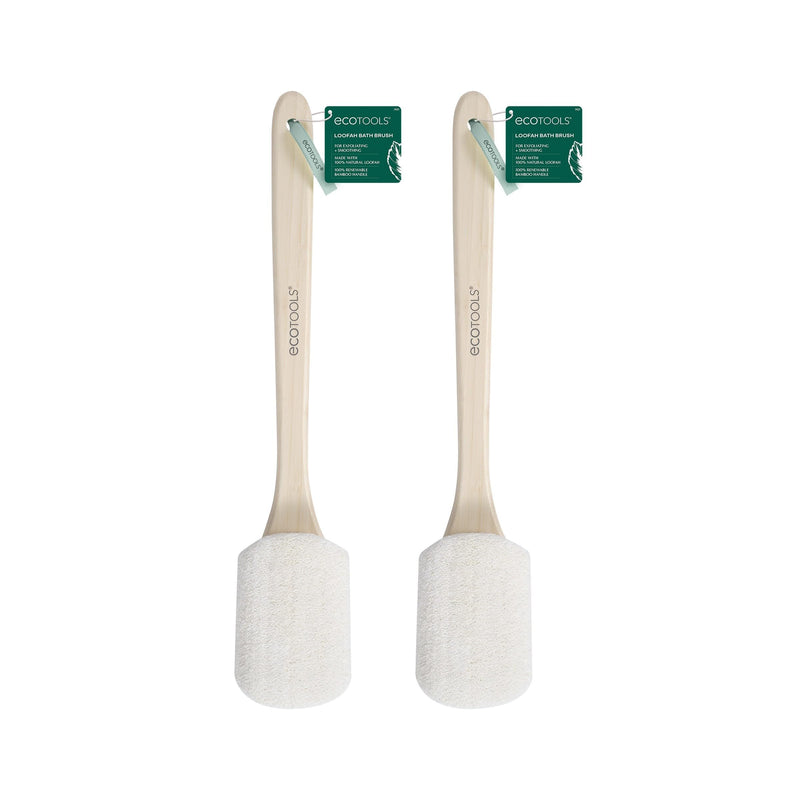 Ecotools Loofah Bath Brush, Back Brush for Bath & Shower, Made with Long Handle & Natural Loofah Material for Exfoliation, Shower Brush for Men &