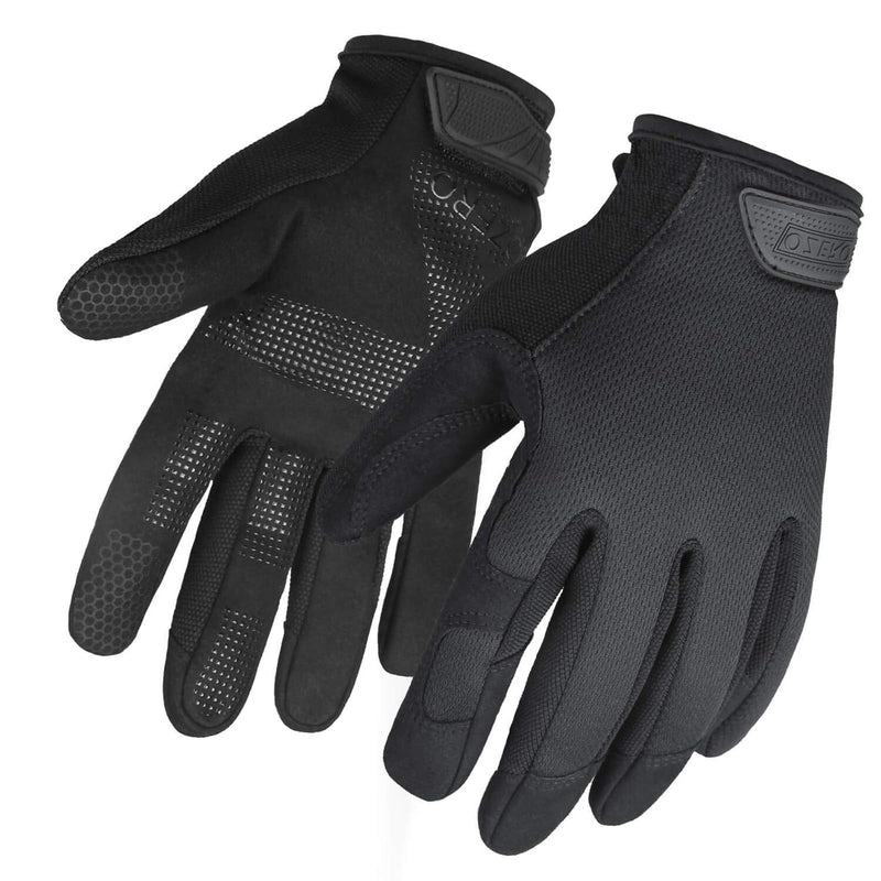 OZERO Work Gloves Men Women, Mechanic Gloves with Touchscreen Grip, Synthetic Leather Palm, Breathable Flex Fit, EN388 Tested Large (Pack of 1) 1 Pair