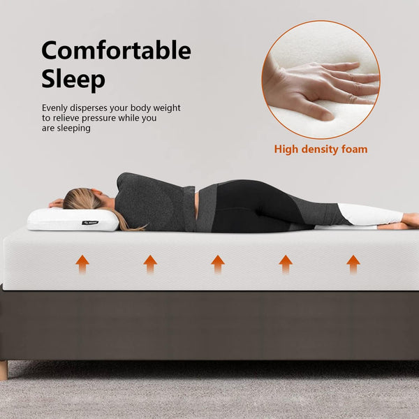 PayLessHere | 5 Inch Full Mattress | Medium Firm Base Foam Mattress | Removable Washable Zipper Cover | Breathable & Comfortable | White | Bed in