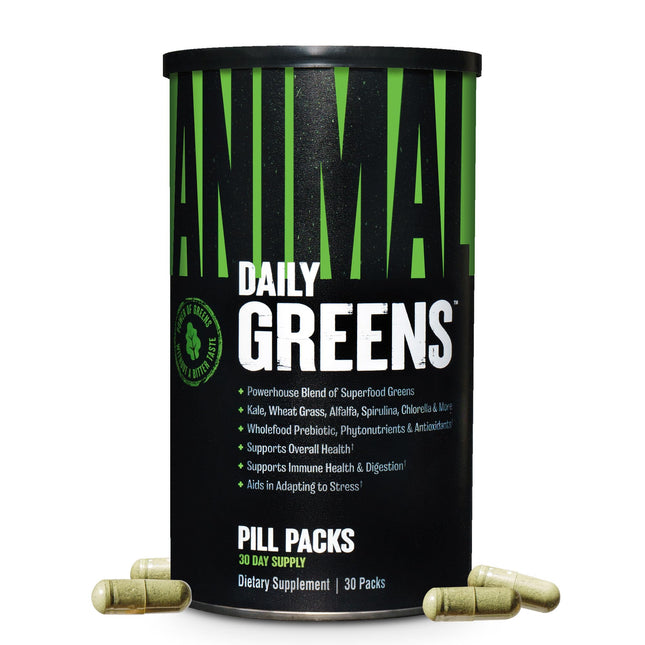 Animal Daily Greens Pill Packs - Kale, Wheat Grass, Alfalfa & More - Convenient Prebiotic and Probiotic Superfood Blend 