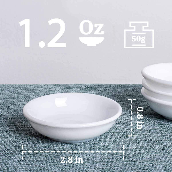 DELLING Dipping Bowls Sets of 12 1.2 Oz Porcelain Dip Soy Sauce Dishes & Bowl Small Cups for Sushi Tomato Sauce, Soy, BBQ -Chip and Dip Serving