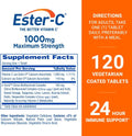 Ester-C Vitamin C 1000 mg Coated Tablets, Immune System Booster, Stomach-Friendly Supplement, 120 Count 120 Count (Pack of 1)