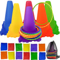 Outdoor Toys for Kids Ages 4-8 Bead Bags Tossing Rings Games Ring Toss Party Carnival Backyard Games for Kids Obstacle Course for Kids Toddler