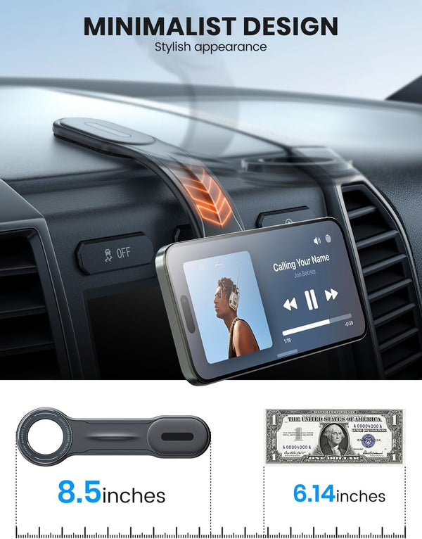 eSamcore for MagSafe Car Mount Detachable, Bendable Aluminum Arm Magnetic Phone Holder for Car【20 Strong Magnets】 Cell Phone Mount for Car Dash