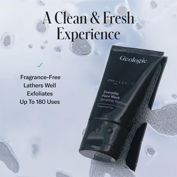 Geologie Daily Face Wash for Sensitive Skin | Fragrance-Free Facial Cleanser for Men & Women | Acne & Oil Control | Non-irritating, Gentle