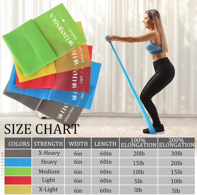 5 Pcs Professional Resistance Bands. Latex-Free, Elastic Band, Work Out Bands, Stretch Bands for Working Out Women or Me