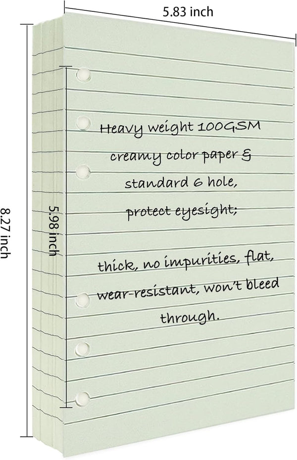 90+54+14 A5 Refill Paper with Undated Monthly Weekly Calendar Planner Inserts, 6 Ring Loose Leaf Lined Filler Paper Refillable for Binder Planner