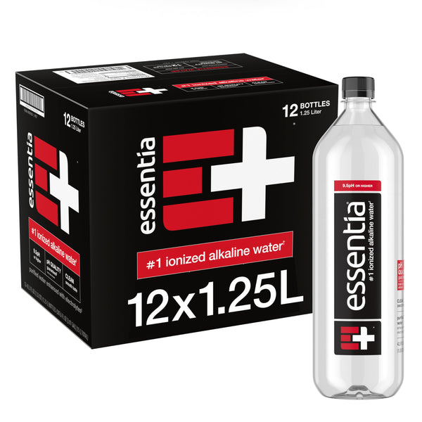 Essentia Water LLC , 99.9% Pure, Infused with Electrolytes for a Smooth Taste, pH 9.5 or Higher; Ionized Alkaline Water, Black, 42.3 Fl Oz (Pack