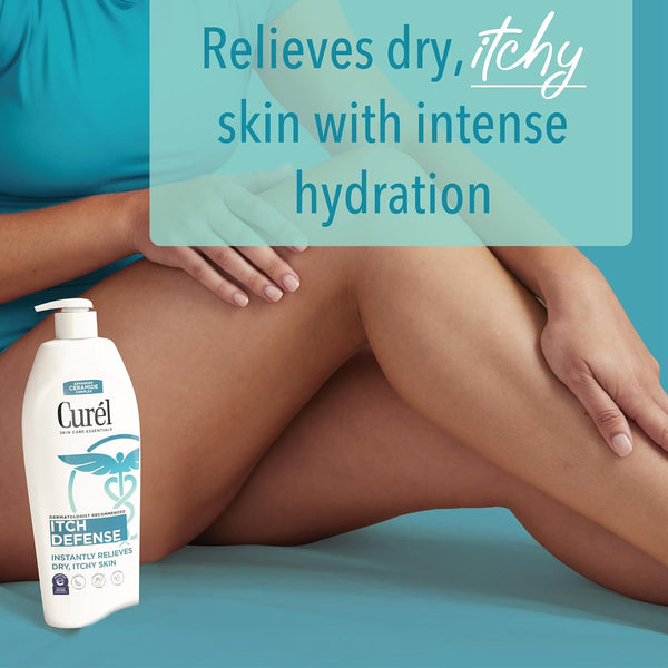 Curel Itch Defense Calming Body Lotion, Moisturizer for Dry, Itchy Skin, Body and Hand Lotion, with Advanced Ceramide Complex, Pro-Vitamin B5,