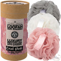 Temple Spring Recycled Luffa Sponges, Bathroom Shower Accessories, Loofa Bath Sponge, Exfoliating Body Scrubber Exfoliator Pouf, Shower Scrubber