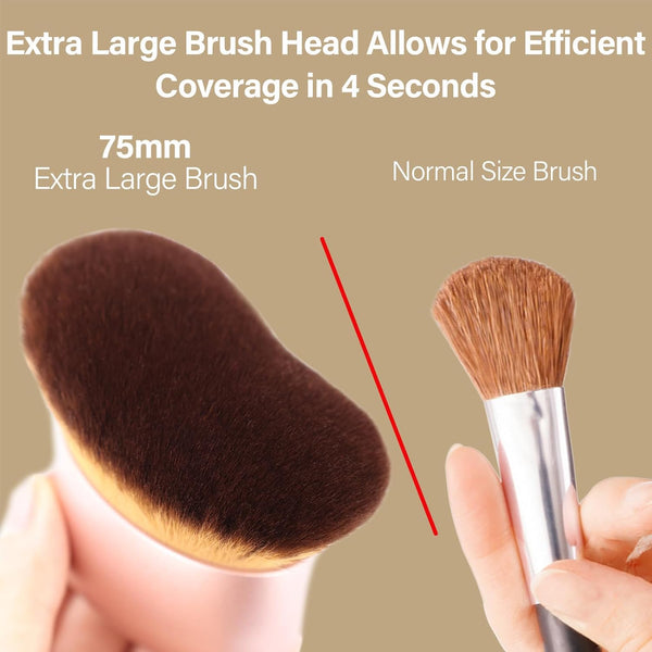 Extra Large Body Makeup Brush For Self Tanner, Leg Makeup &Bronzer Blend,75 mm Wide-headed Kabuki Brush Provides More Even &Pretty Application,