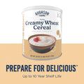 Creamy Wheat Cereal Can Emergency Food Supply, 55 Servings, 10 Year Shelf Life - Instant Breakfast Food and Healthy Snack Creamy Wheat 63 Ounce