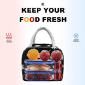 Sonuimy Insulated Lunch Bag Women, Reusable Cute Tote Lunch Box Black/White Black with White Daisy